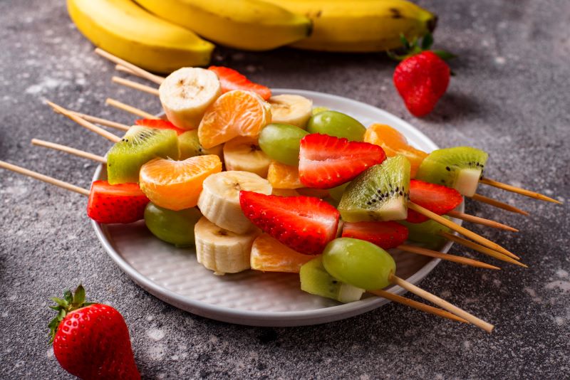 Healthy fruit skewers made in your kitchen